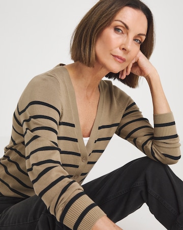 Stripe V Neck Cardigan