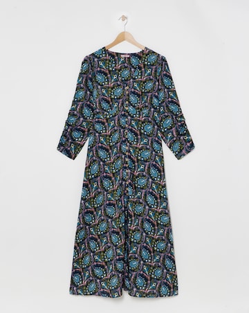 Joe Browns Blue Multi Paisley Button Through Maxi Dress