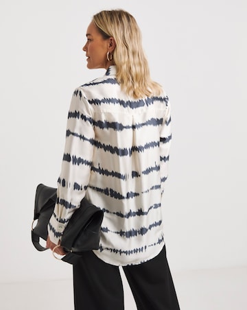 Ivory Abstract Stripe Satin Shirt