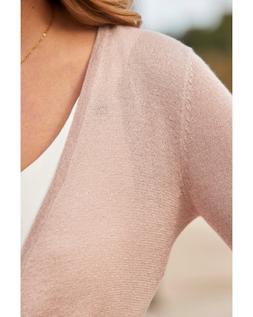 Sosandar Metalllic Tie Shrug Cardigan