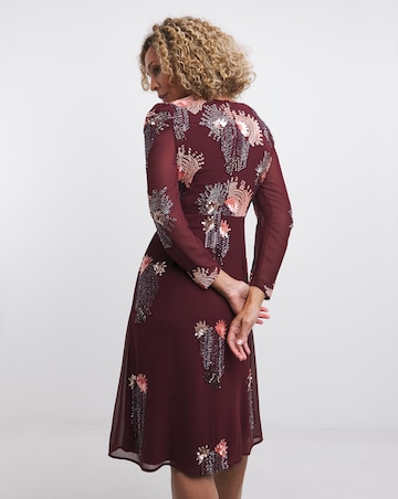 Joanna Hope Cassis Deco Beaded Midi Dress