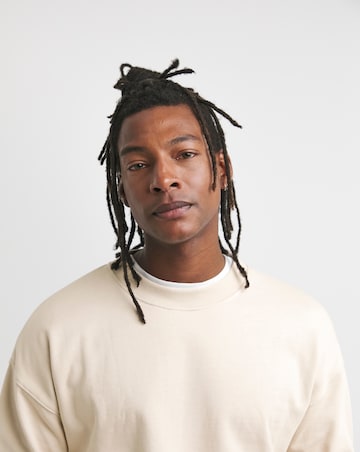 Relaxed Fit Crew Neck Sweatshirt- Stone