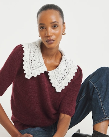 Cherry Lace Collar Jumper