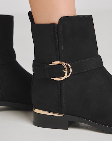 Heavenly Soles Indi Ankle Boots With Buckle Strap - Wide Fit (E)