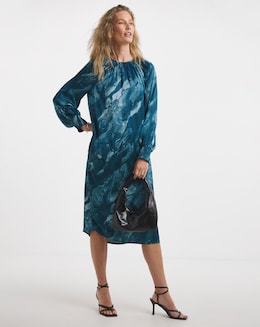 Satin Raglan Sleeve Midaxi Dress