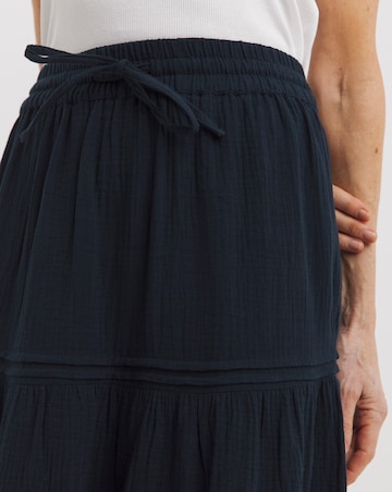 Pure Cotton Textured Tiered Midi Skirt