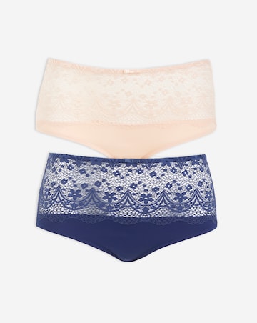 Pretty Secrets (2 Pack) Lottie Lace Full Brief Knickers Navy/Blush