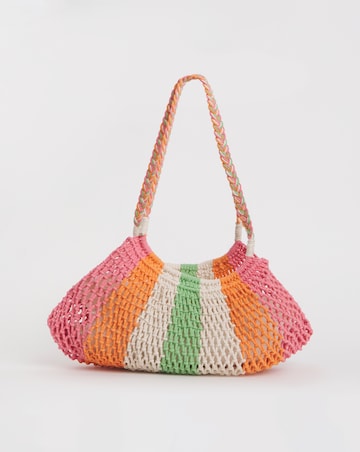 Multi Stripe Crochet Shopper Bag