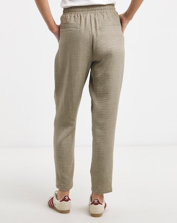 Camel Textured Pull On Tapered Trouser