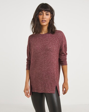 Burgundy Long Sleeve Cosy Soft Touch Split Hem Tunic