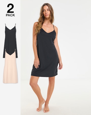 Pretty Secrets 2 Pack Full Slips Length 36in - Black/Almond