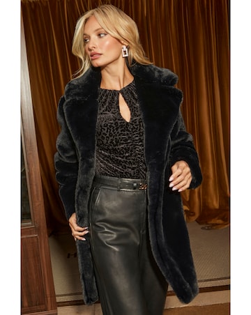 Sosandar Mid Length Luxe Faux Fur Coat