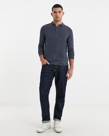 Long Sleeve Pique Polo- Denim Marl