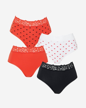 Pretty Secrets (4 Pack) Lace Top Cotton Full Fit Brief Knickers