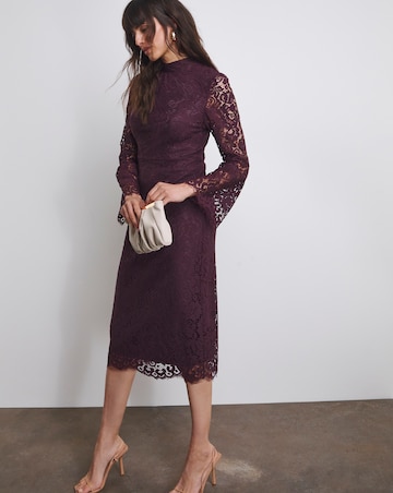 Joanna Hope High Neck Lace Midi Dress