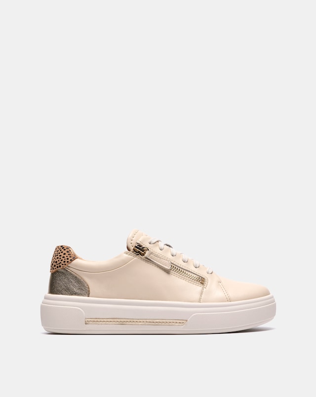 Clarks Cream Multi Hollyrose Zip Shoes - Standard Fit (D)