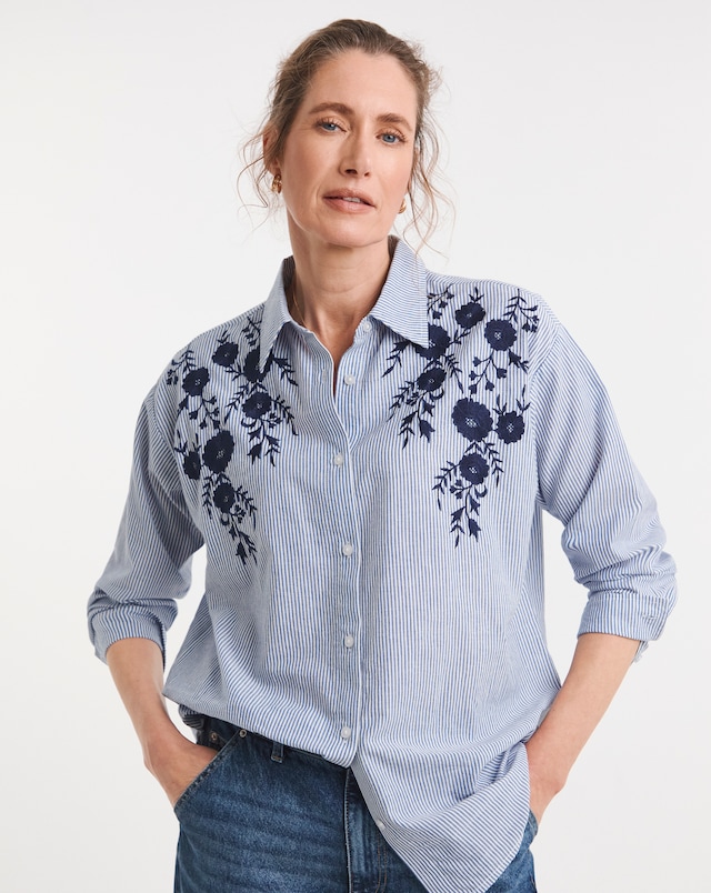 Embroidered Stripe Shirt
