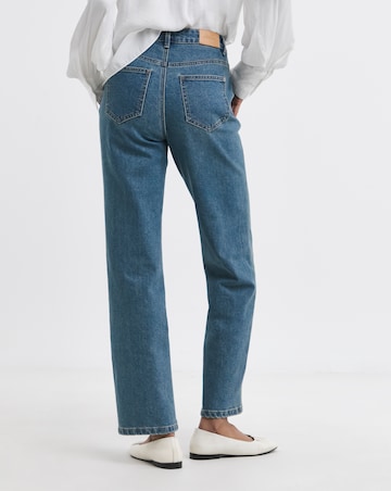 Washed Blue Straight Leg Jeans