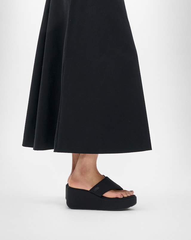 FitFlop Black Platforms Wedge Toe-Post Sandals - Standard Fit (D)