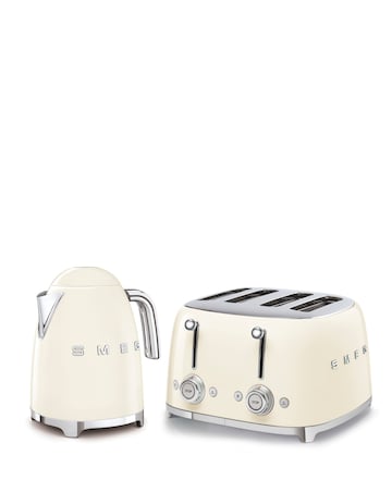 Smeg Kettle and 4 Slice Toaster Cream