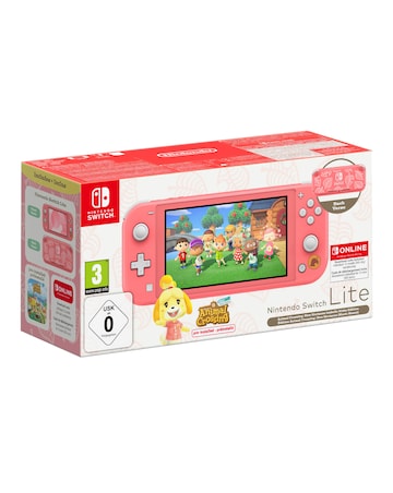 Nintendo Switch Lite Coral Isabelle Aloha Edition & 12 Months Switch Online