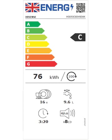 Hisense HS693C60XADUK 16 Place Dishwasher - Silver