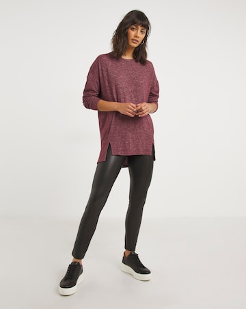 Burgundy Long Sleeve Cosy Soft Touch Split Hem Tunic