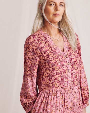 Julipa Tiered Mix Print Midi Dress