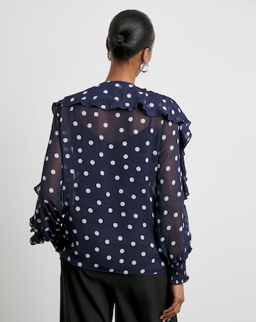 Joanna Hope Crinkle Chiffon Ruffle Blouse