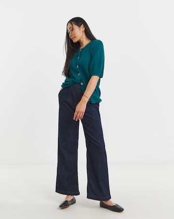 Teal Boxy Half Sleeve Cardigan