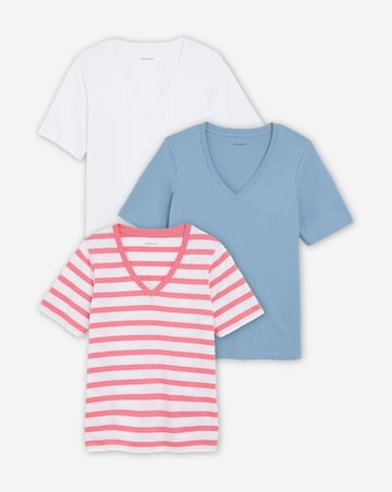 Pure Cotton 3 Pack The V Neck T-Shirts