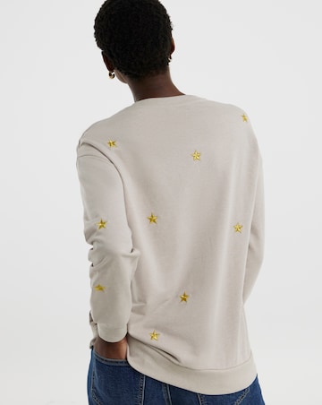 Star Metallic Embroidered Sweashirt