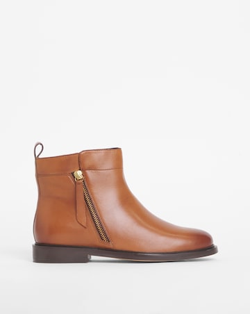 Camden Leather Side Zip Ankle Boots - Wide Fit (E)
