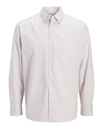 Jack & Jones Cole Poplin Stripe Long Sleeve Shirt - Cream