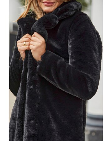 Sosandar Black Longline Faux Fur