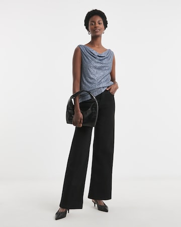 Reversible Pale Blue Cowl Neck Sequin Vest