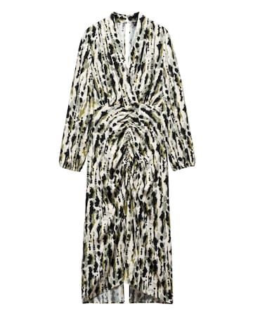 Mango Printed Dress With Ruffled Detail