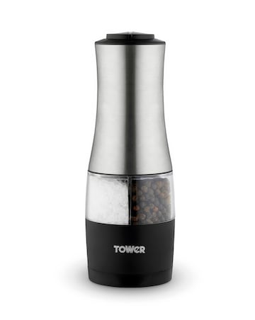Tower Dual Electric Salt & Pepper Mill - Stainless Steel, Black