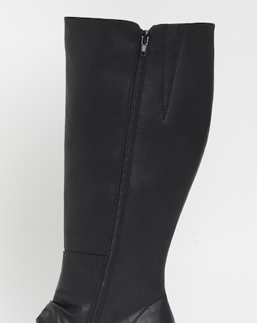 Cushion Walk Wedged Crepe Sole Knee High Boot E Fit Curvy Calf