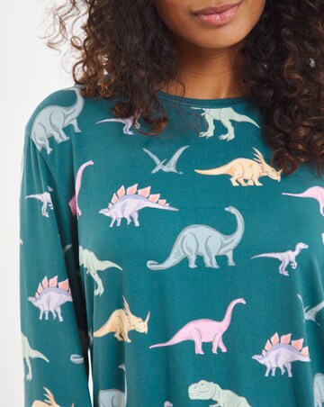 Chelsea Peers Jersey Ditsy Dinosaur Print Crew Pyjama Set