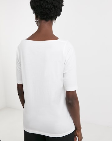Pure Cotton Slash Neck 3/4 Sleeve Top