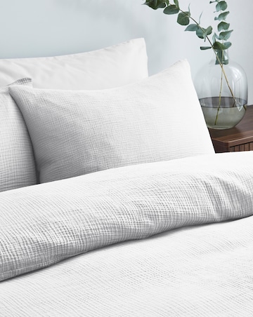 Cotton Crinkle Muslin Duvet Set - White
