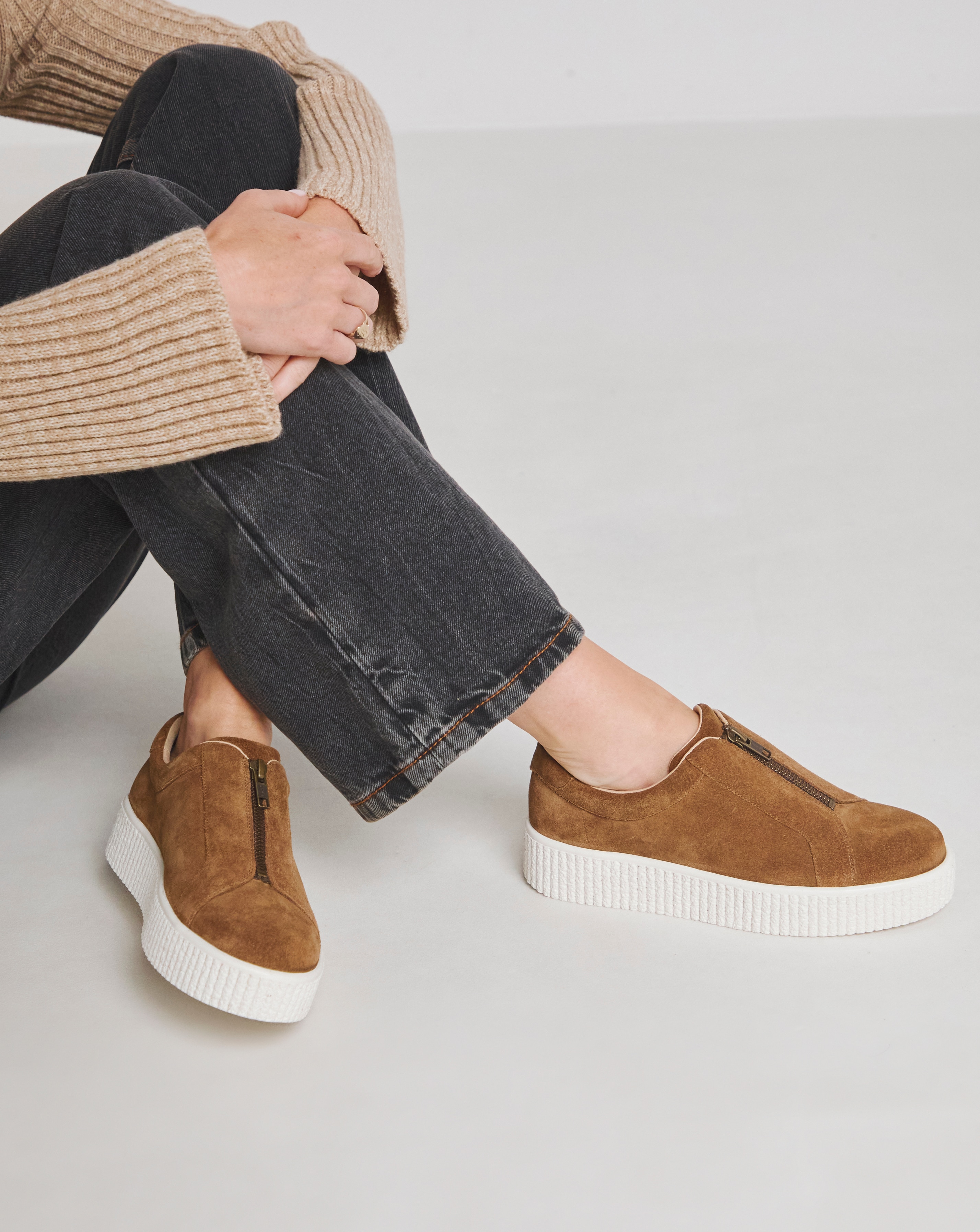 Meridian Zip Up Leather Trainer - Wide Fit (E) | JD Williams