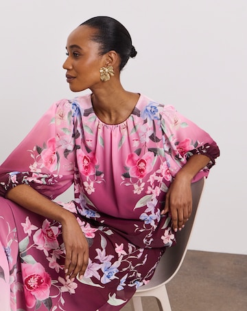 Joanna Hope Bubble Hem Floral Blouse