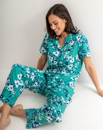 Pour Moi Cotton Satin Short Sleeve And Trousers Revere Collar PJ Set