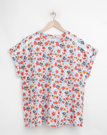 Disty Floral Lace Shoulder Insert Short Sleeve Top