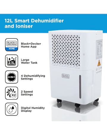 BLACK+DECKER 12L Smart Dehumidifier LED Display