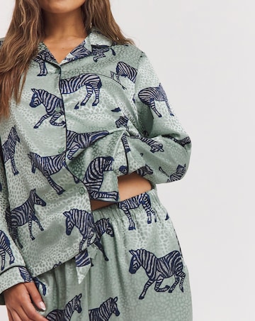 Chelsea Peers Woven Jacquard Satin Zebra Print Pyjama Set