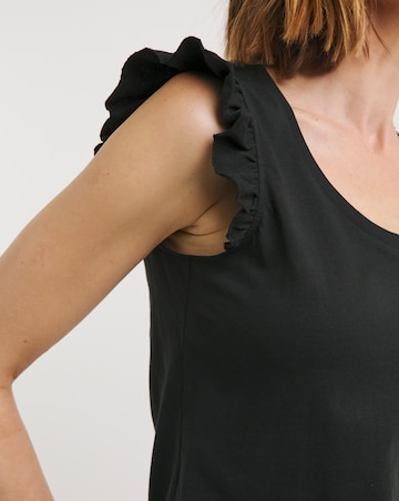 Black Ruffle Sleeve Vest