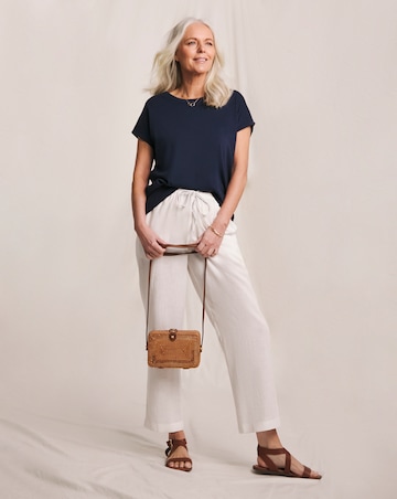 Julipa White Tapered Linen Mix Trousers